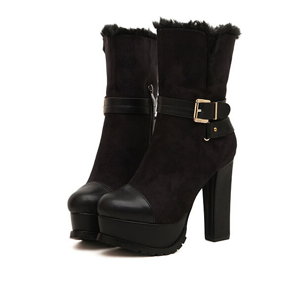 black buckle heel boots