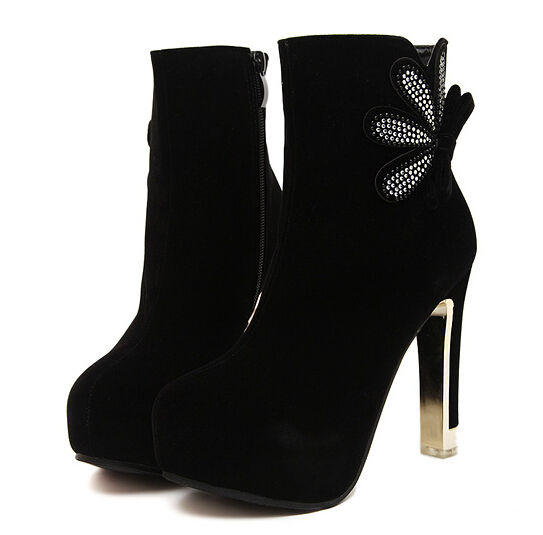 black sequin high heel boots