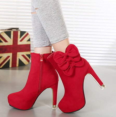 Elegant Red Bow Knot Design Fashion Boots on Luulla