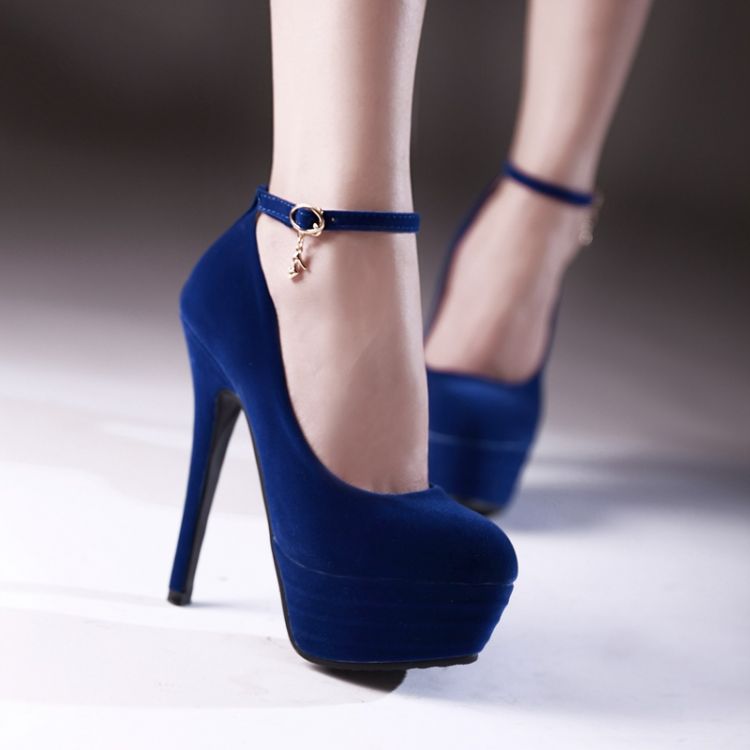 Royal Blue Ankle Strap High Heels Fashion Shoes on Luulla