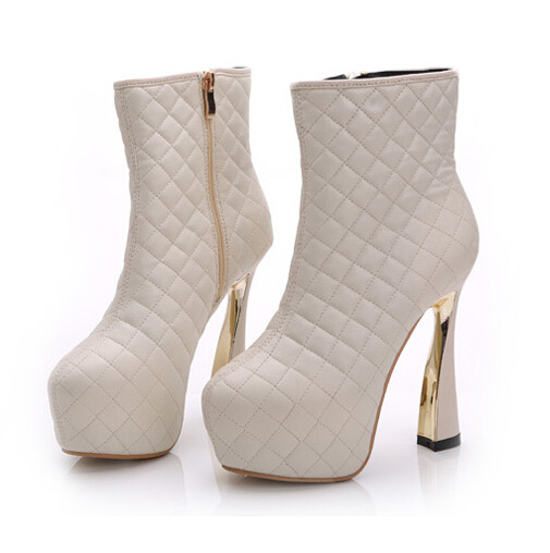 high heel boots white