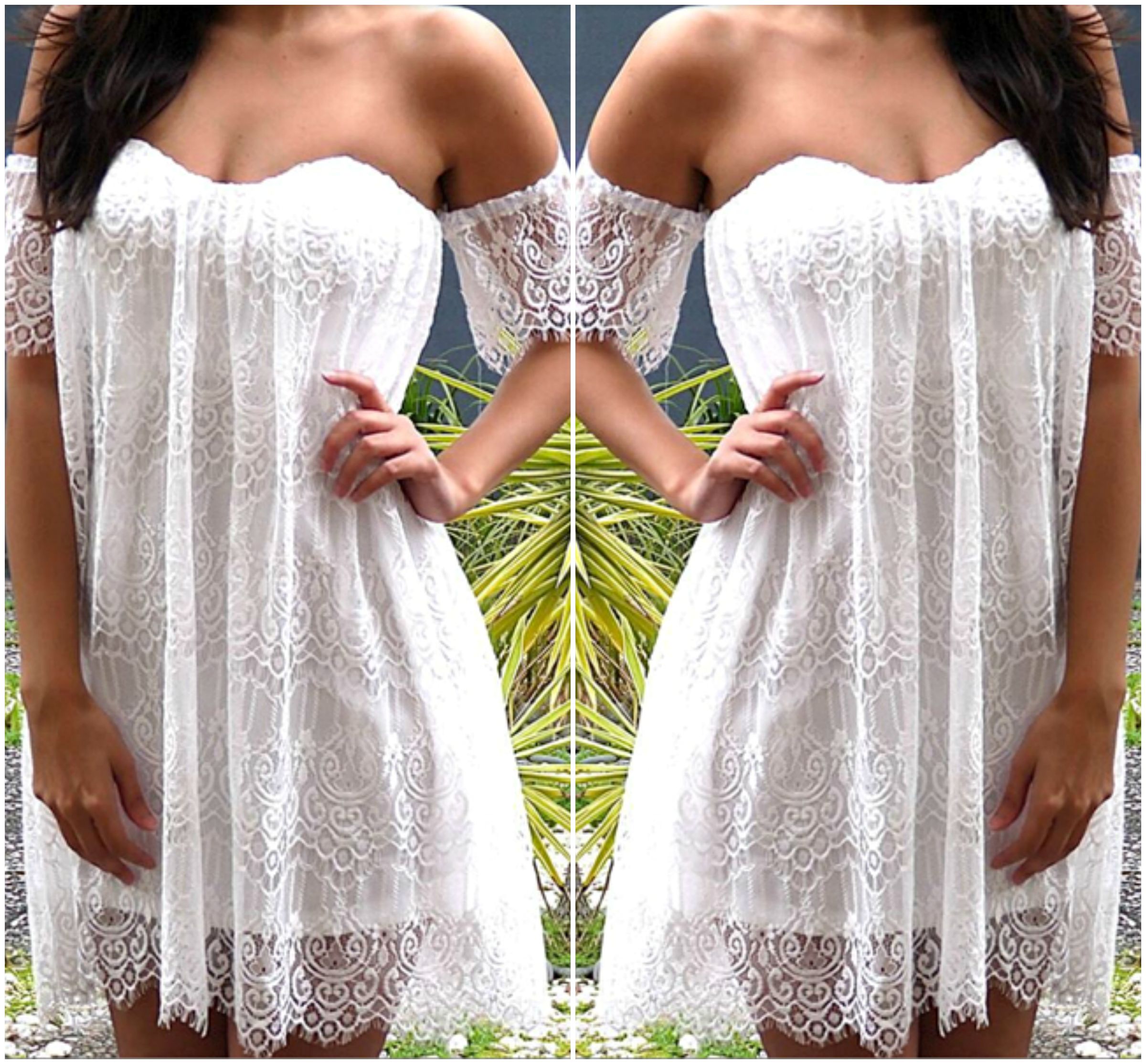 white lace boho dress