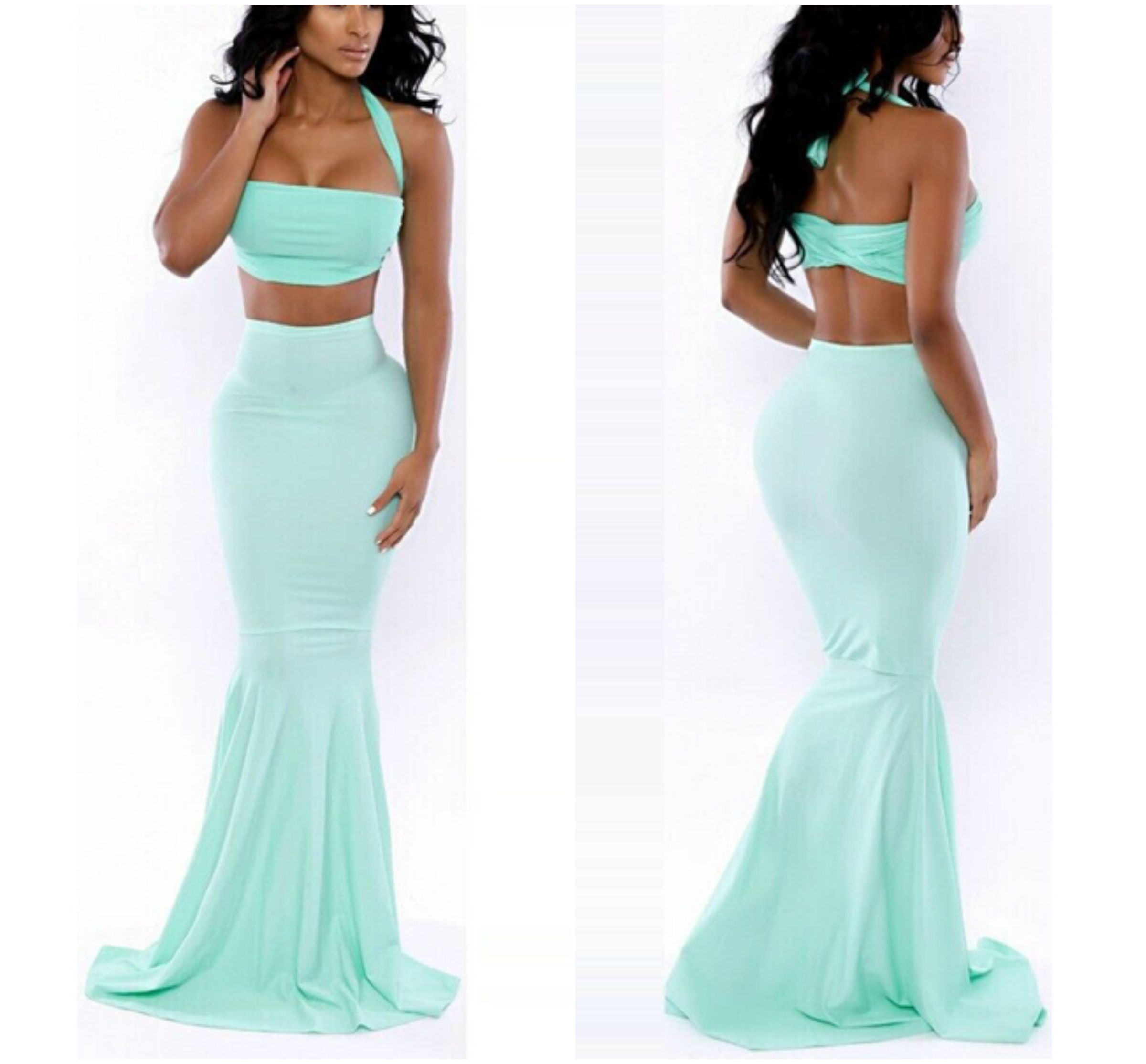 two piece mermaid gown