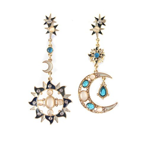 Beautiful Boho Sun And Moon Rhinestone Embellished Earrings on Luulla