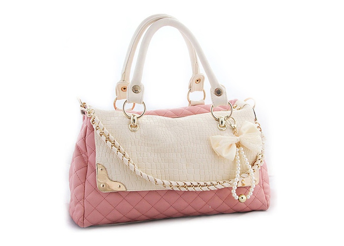 Cute Pink Hand Bag With Bows And Pearls on Luulla