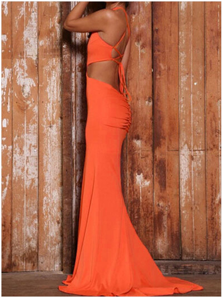 orange knit halter dress