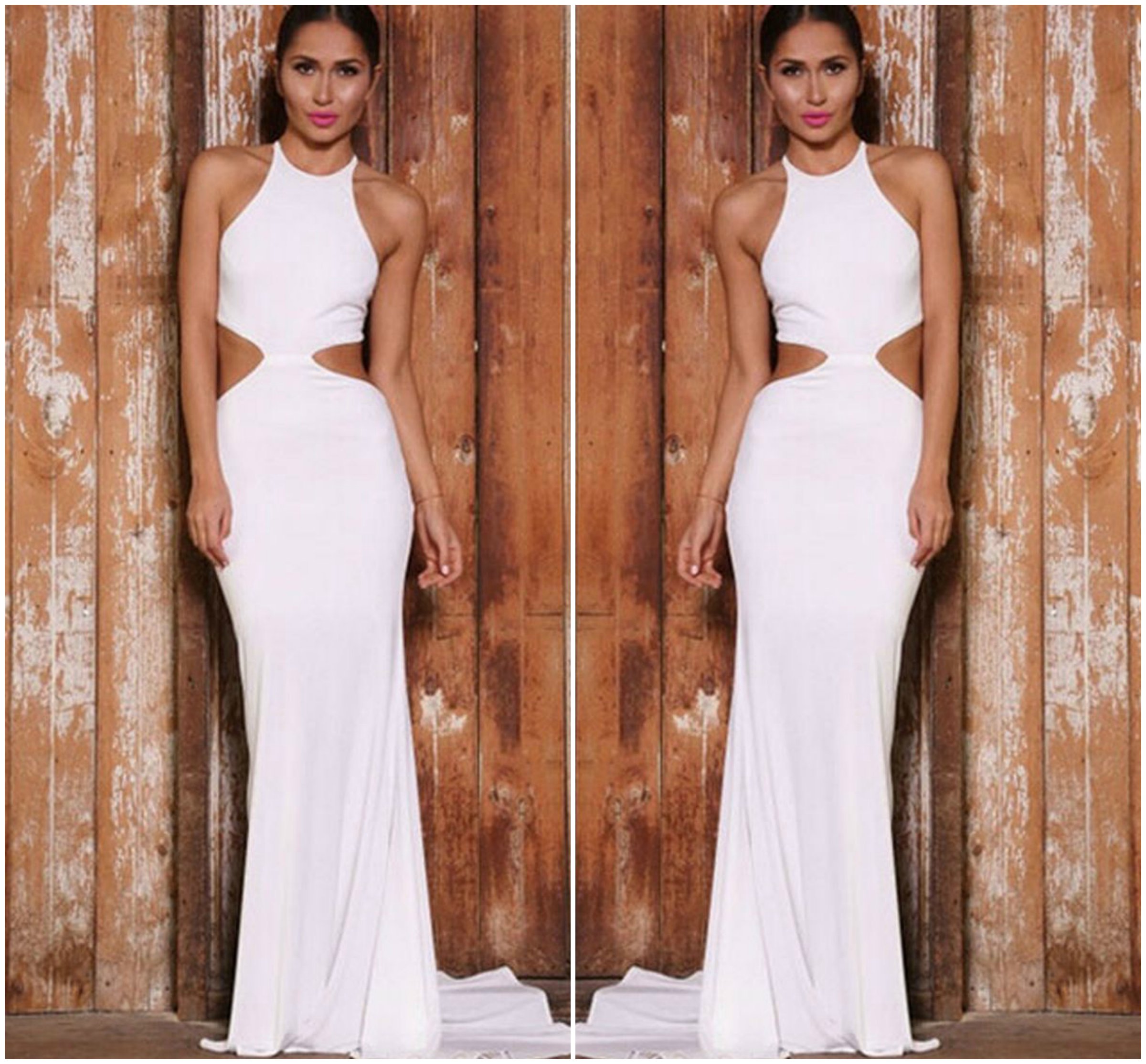 off the shoulder cross back gown