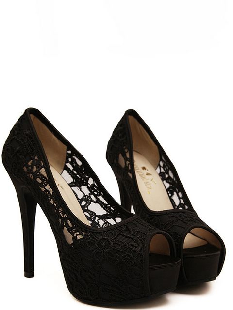 low black lace heels
