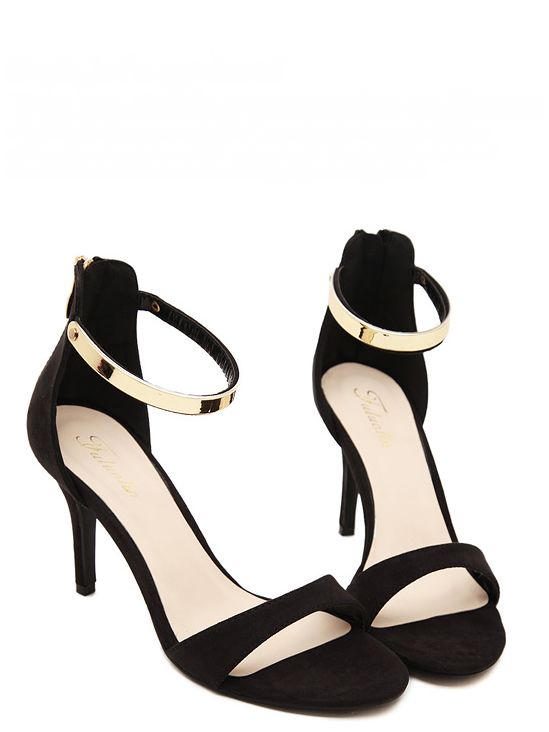 Pure Elegance Black And Gold High Heels Sandals on Luulla