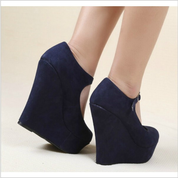 Stylish Wedge Shoes In Blue And Beige on Luulla