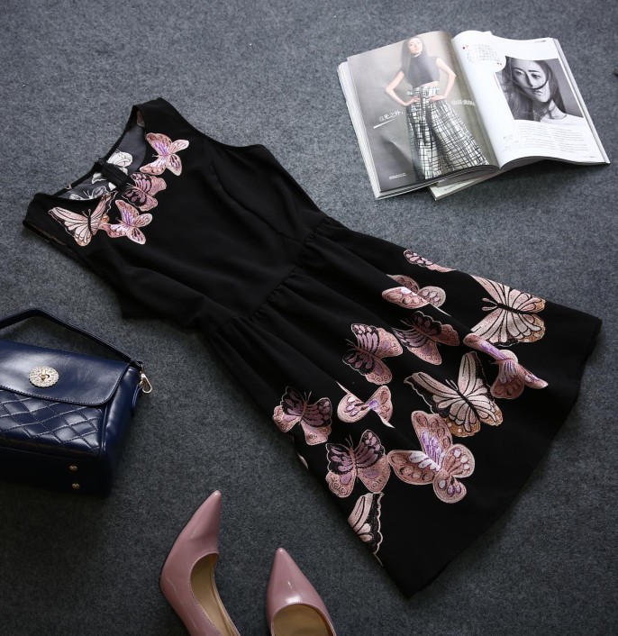 Black Butterfly Design Evening Dress on Luulla