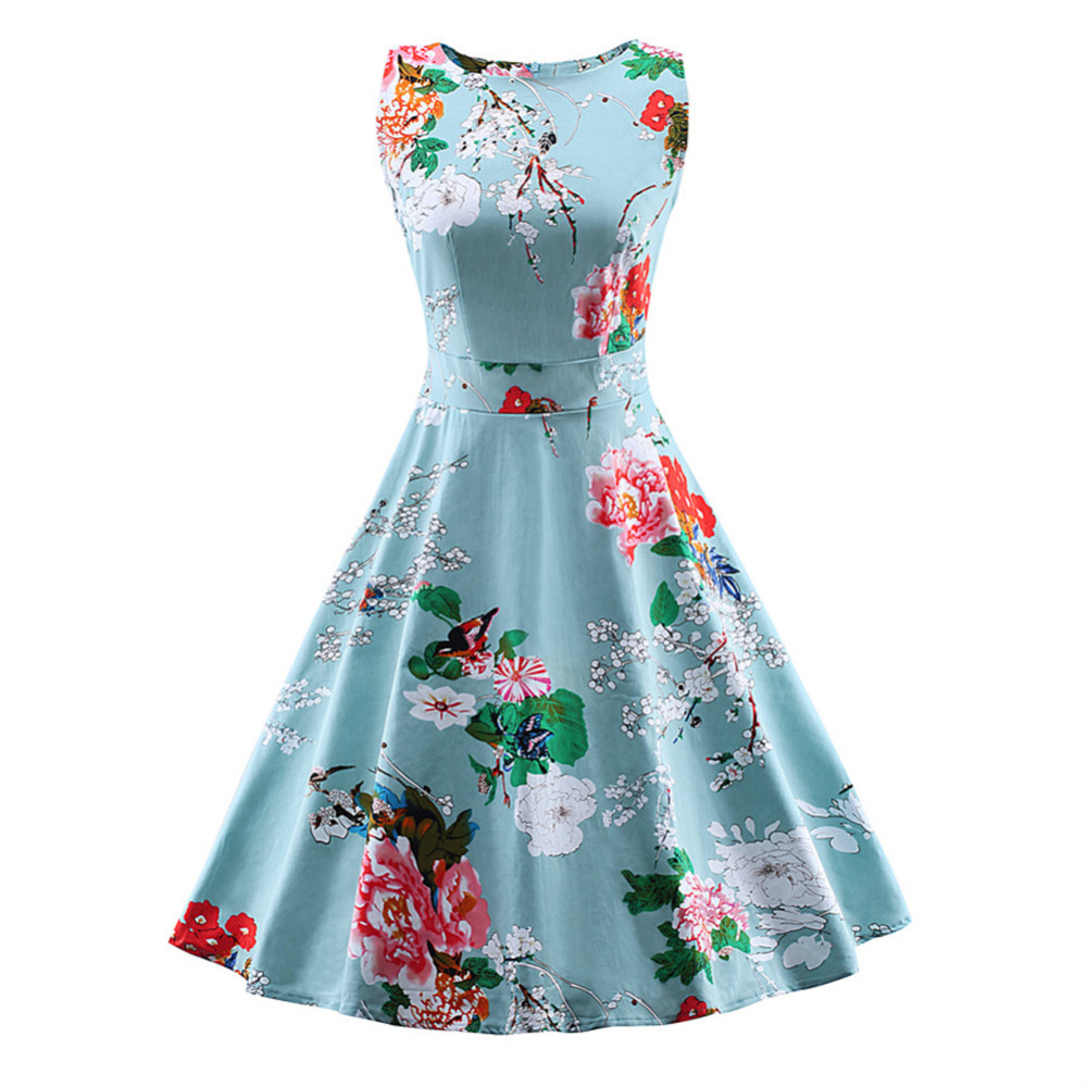 Women Retro Vintage Rockabilly Floral Swing Summer Dress on Luulla